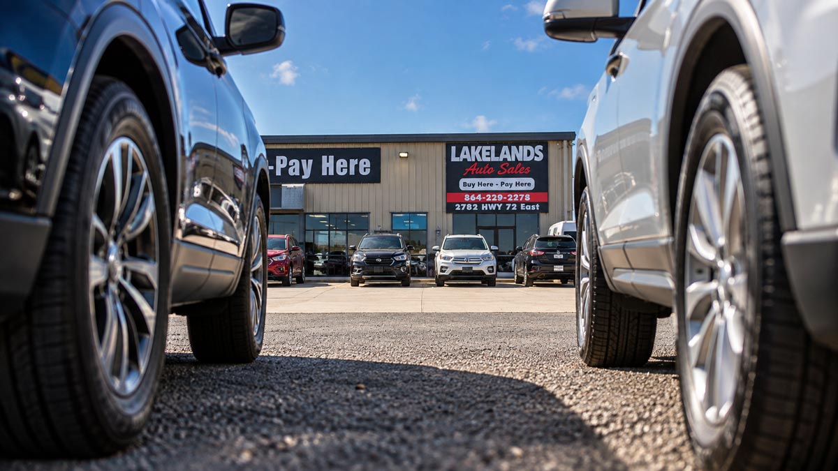 A view between vehicles at the Abbeville dealership
