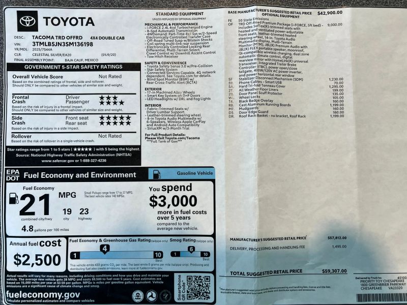 Photo 4 of 2025 Toyota Tacoma Crew Cab TRD Off-Road 4WD 2.4L I4 Turbo Auto